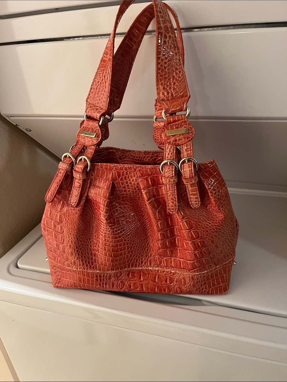 Jessica Simpson Croc-Embossed Orange Shoulder Bag